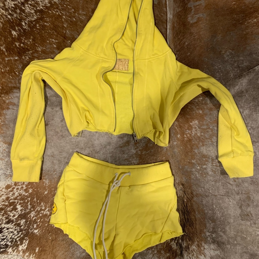 SMFK Yellow Hoodie and Shorts Set